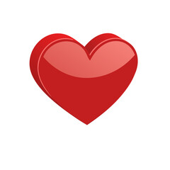 Glossy red 3D heart icon vector isolated on white background
