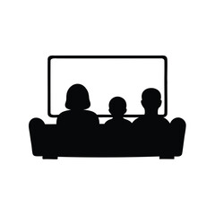 Family Bonding Together Watching Television at Home with Relaxation and Fun