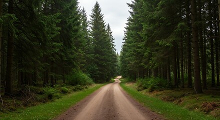 Obraz premium Forest road under trees