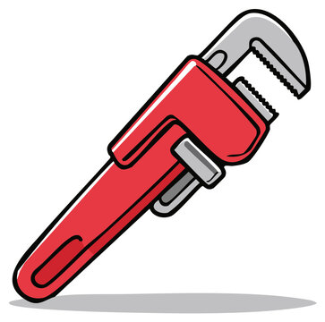 red pipe wrench tool isolated clip art preview