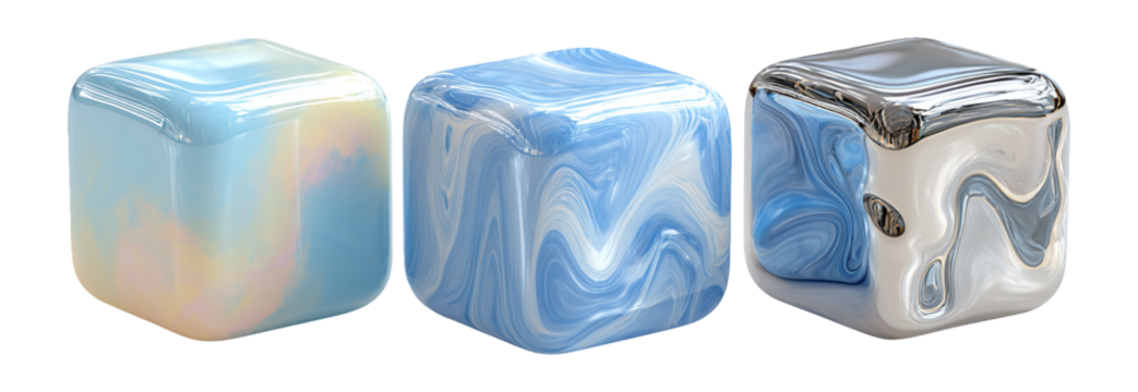 Colorful Marble and Metallic Cubes for Abstract 3D Design