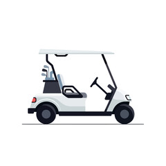 Sleek White Golf Cart Illustration for Recreational Use and Transportation on Golf Courses and Resort Grounds and Design Projects
