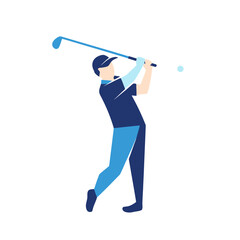Dynamic Golf Swing Illustration Showcasing Athletic Performance and Precision, ideal for sports websites, instructional guides, or promotional material for golf events.