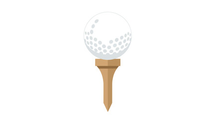 Isolated golf ball on a tee against white background, ideal for illustrating golfing equipment, sport graphics, or creating visual content for golf related advertisement.