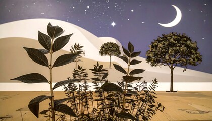 Peaceful landscape with trees and hills