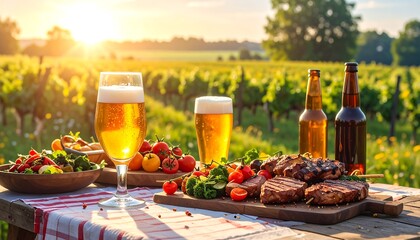 Summer barbecue with beer