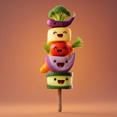 Naklejka premium Stacked vegetables food art