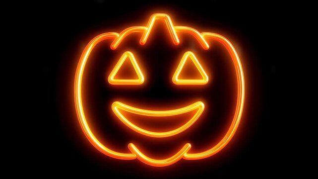 Neon pumpkin jack o lantern glow halloween party glowing smile orange festive night celebration pumpkin neon halloween party jack o lantern glow