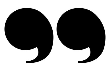 Double quotation marks icon for classic book quotes, comma-style curly closing marks, bold black punctuation symbol, ideal for dialogue, reviews, editorial layouts, web and print