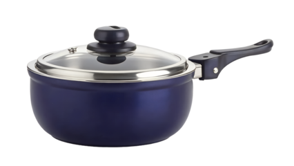 Blue Non Stick Saucepan with Glass Lid and Handle