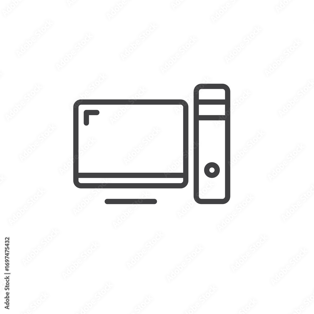 Poster desktop computer monitor line icon