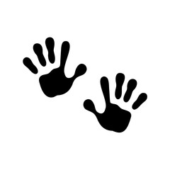 Obraz premium Black handprints on white background symbolizing childhood fun and playful interaction