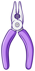 Vibrant purple long nose pliers tool illustration for crafting and repair projects