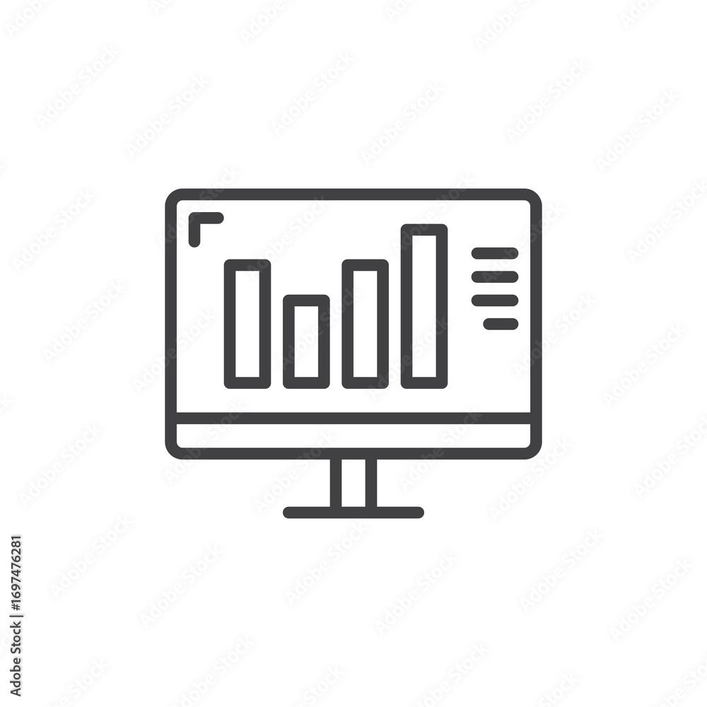 Poster monitor with graph line icon
