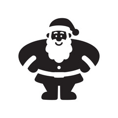 A black silhouette of Santa Claus with a white beard. 