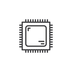 Processor CPU chip line icon