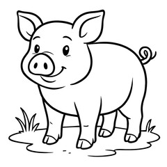 A pig illustration vector style coloring page