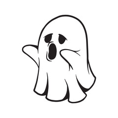 Cute Halloween Ghost Hand Drawn Doodle Vector Illustration Isolated on White Background