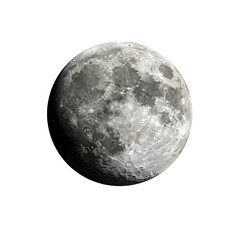 Naklejka premium Mesmerizing Full Moon Glowing Brightly with Detailed Craters, Isolated on a Pure White Background for a Clean Astronomical Display