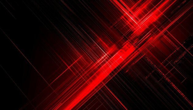 Abstract red lines on black background