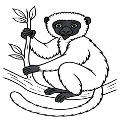 A sifaka illustration vector style coloring page