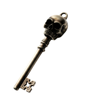 Mysterious Bronze Skull Key: Unlocking Ancient Secrets, a Symbol of Power for Gothic, Fantasy, and Halloween Themes