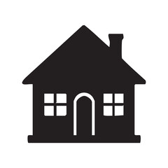 Simple Home Silhouette An Emblem of Domesticity and Shelter Depicting Security and Belonging in Stylized Minimalist Black and White Design