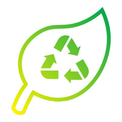 Eco Leaf Recycling Symbol line gradient icon, modern outline vector for social media, app, and digital technology concept.