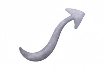 Upward gray watercolor arrow on transparent backdrop, symbolizing progressive growth and achievement potential