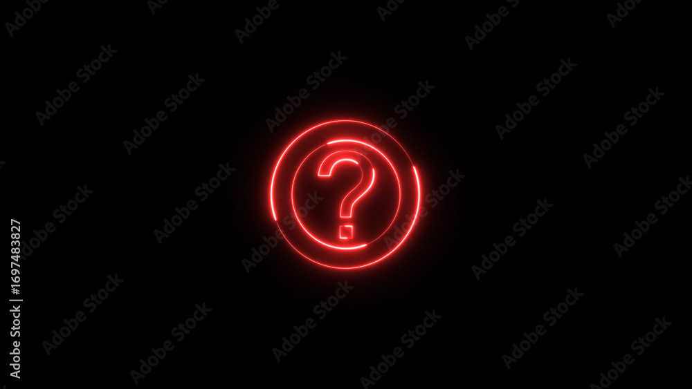 Aufkleber glowing red color question mark flat icon for apps and websites.