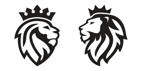 Vector set of royal lion king logo silhouette illustration