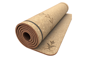 Cork Yoga Mat isolated on transparent background