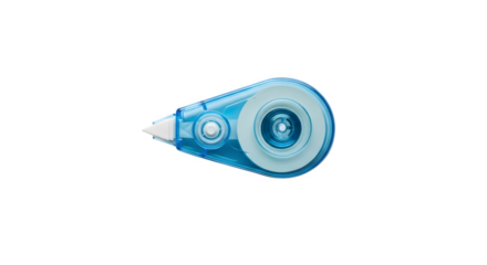 Blue correction tape isolated on transparent background for correcting writing errors