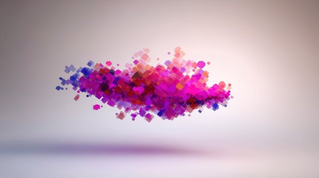 conceptual. Abstract data visualization as a colorful particle cloud, representing modern tech concepts. product launch decks.