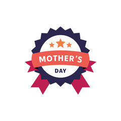 Obraz premium Mother s day celebration badge with stars and ribbons