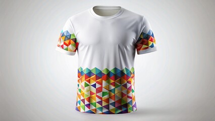 Colorful clothing apparel, including blank t-shirts on a mannequin and on a hanger, for fashion design and textile illustration