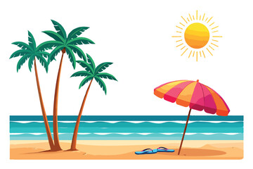 beach with palm trees Vector Design