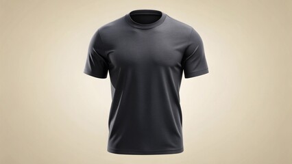 Blank front of a black cotton t-shirt template for men's casual fashion clothing design