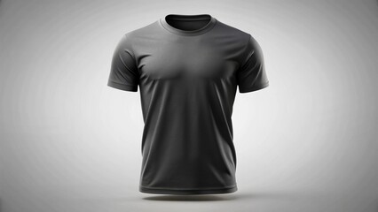 Men's blank white and black cotton t-shirt with a front view on a simple background, perfect for a design template