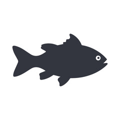 Minimal bold black fish silhouette logo for seafood, eco, and marine identity branding