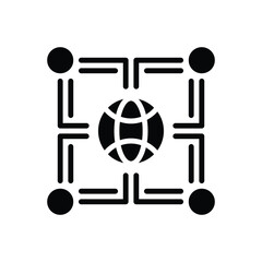 Black solid icon for networking