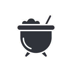 Isolated Simple Pot And Spoon Illustration Symbolizing Magical Brew Or Delicious Soup
