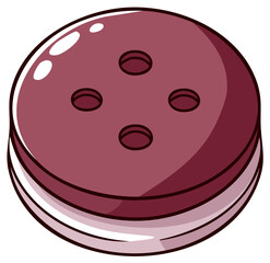 Fototapeta premium Cartoon-style button graphic with holes and layered design, isolated