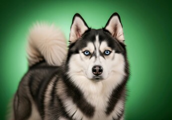 Obraz premium Full-Body Portrait of a Black and White Siberian Husky