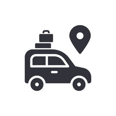 Car With Luggage On Top Representing Travel Destination And Journey Symbol
