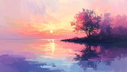 Fototapeta premium Pastel sunset landscape