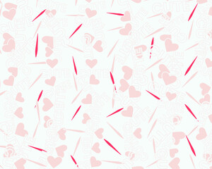 seamless scattered hearts and lines pattern background