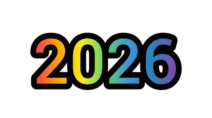 Colorful 2026 Number Design with Gradient Effect