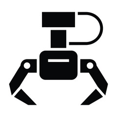 Simple black icon of a robotic claw machine arm