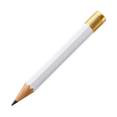 Obraz premium White Pencil with Gold Ferrule on Transparent Background Ideal for Graphic Design and Creative Projects
